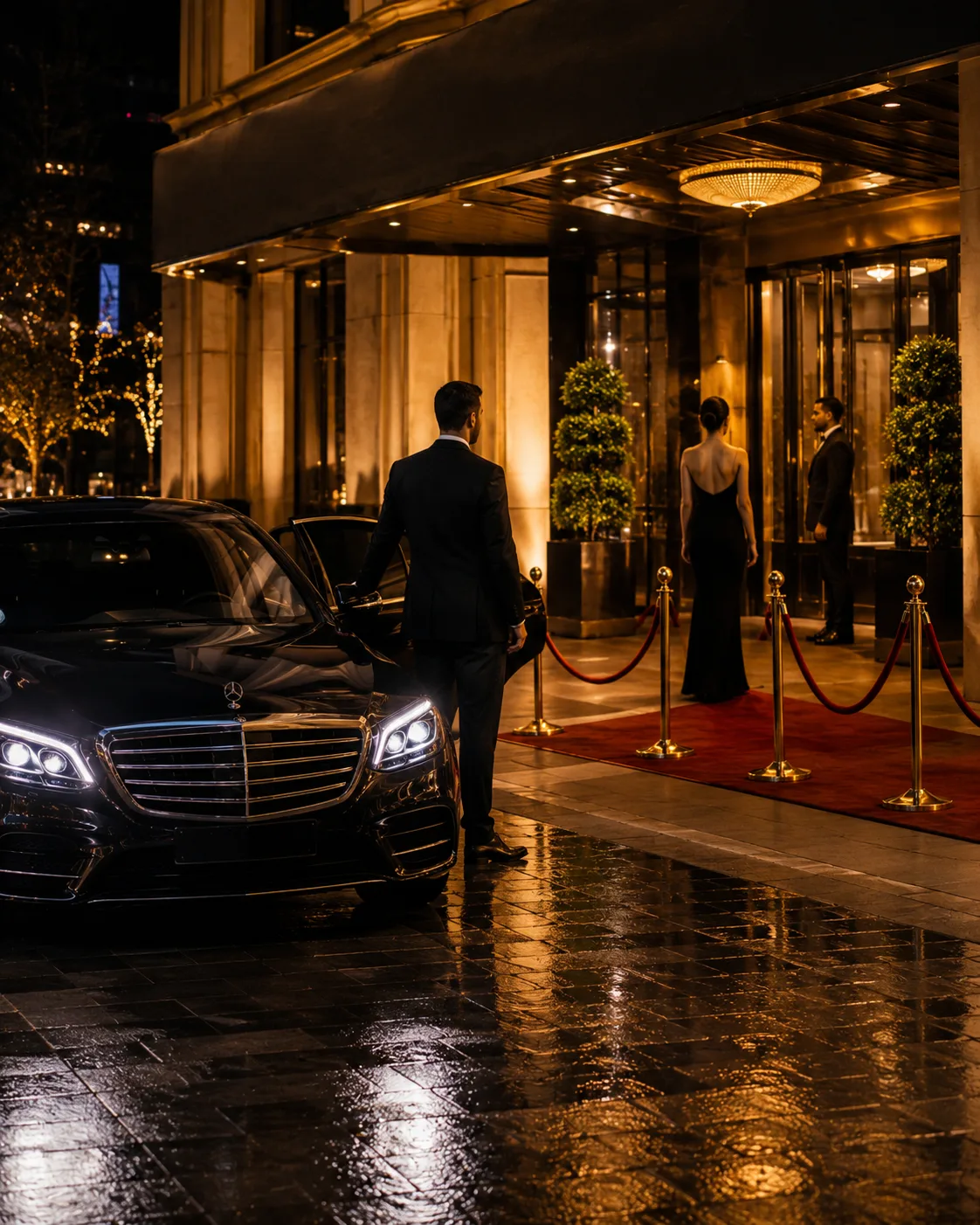 Red carpet event arrival at a luxury venue